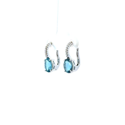Orecchini Monachina con Acquamarina Naturale Ovale 2,37 ct e Diamanti Naturali 0,16 ct