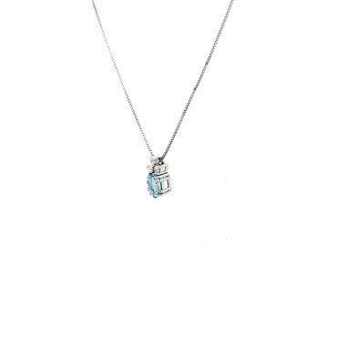 Collana Acquamarina Ovale 0,43 ct e Diamanti 0,07 ct