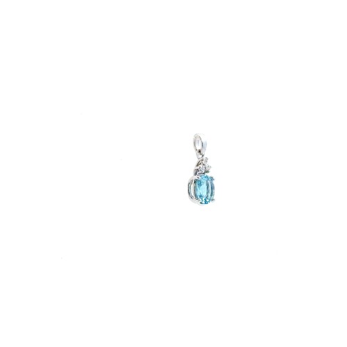 Pendente con Acquamarina Naturale 0,49 ct e Diamanti Naturali 0,03 ct