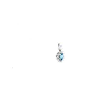 Pendente Acquamarina Ovale 0,20 ct e Diamanti 0,12 ct