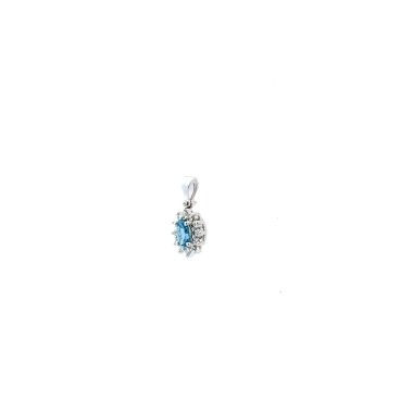 Pendente Acquamarina Ovale 0,20 ct e Diamanti 0,12 ct