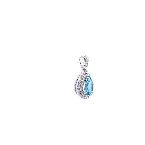 Pendente con Acquamarina Goccia 1,23 ct e Diamanti Naturali 0,38 ct