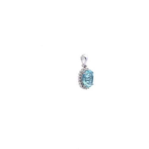Pendente con Acquamarina Ovale 2,46 ct e Diamanti Naturali 0,15 ct