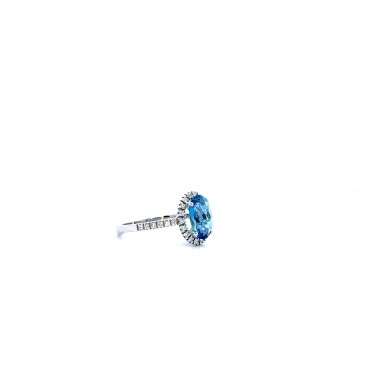 Anello Acquamarina Naturale Ovale 1,60 ct e Diamanti Naturali|