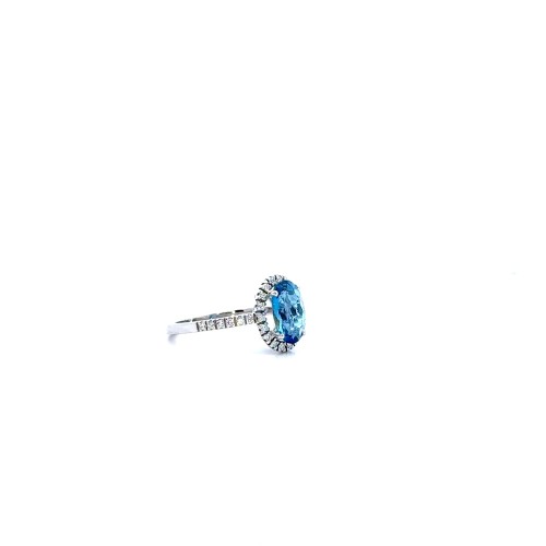 Anello con Acquamarina Naturale Ovale 1,60 ct e Diamanti Naturali 0,24 ct