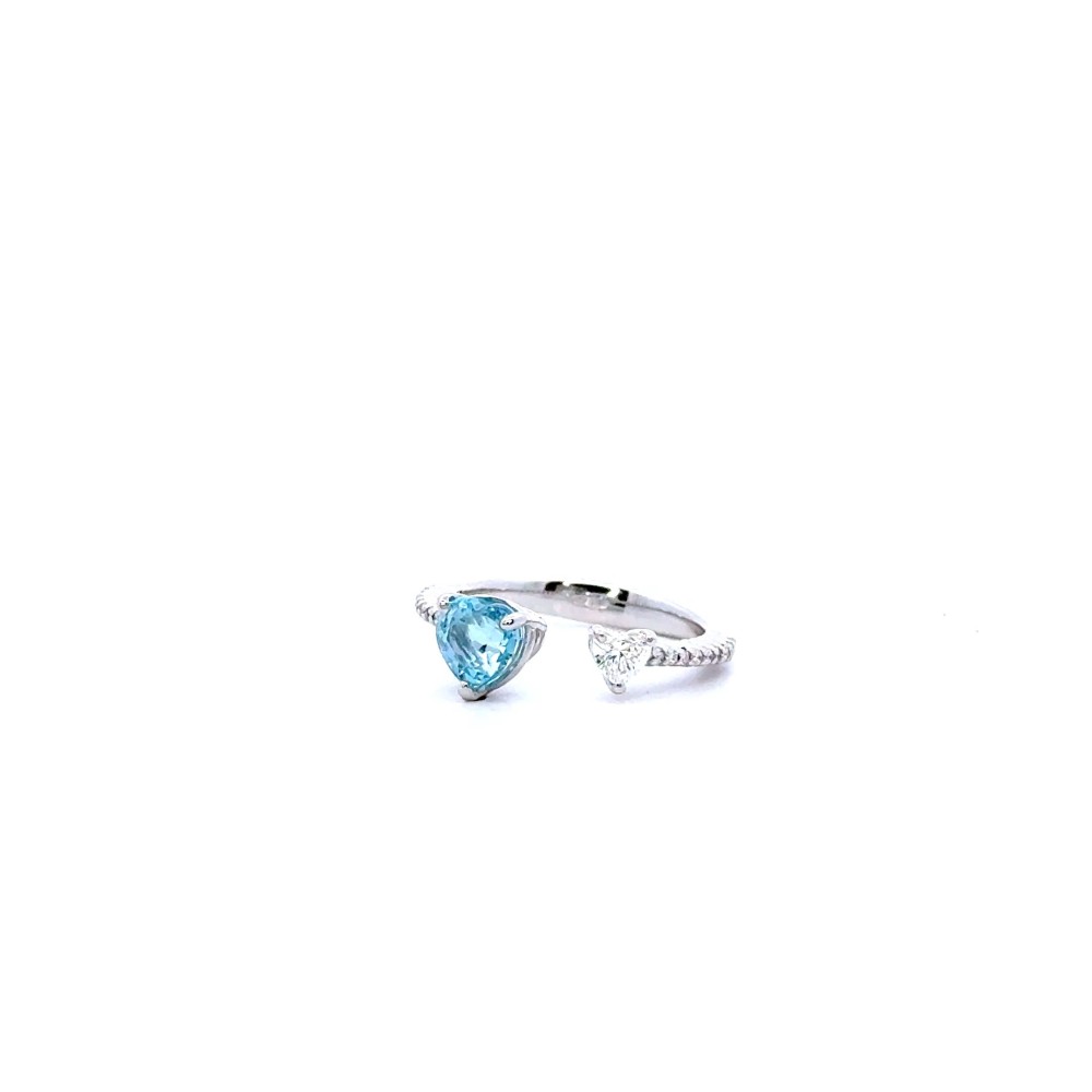 Anello con Acquamarina Naturale Cuore 1,09 ct e Diamanti Naturali 0,21 ct