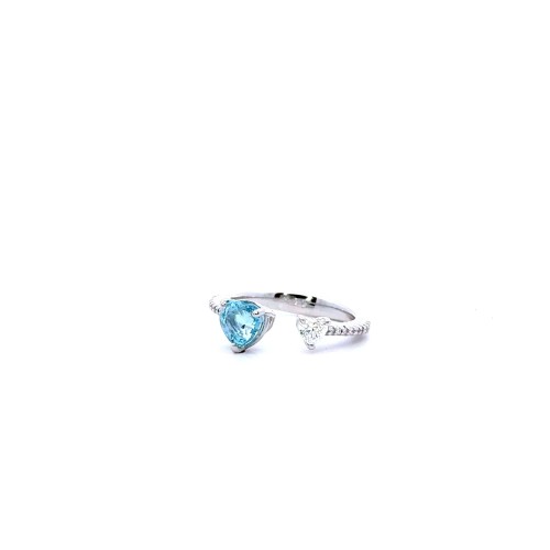 Anello con Acquamarina Naturale Cuore 1,09 ct e Diamanti Naturali 0,21 ct