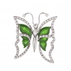 Pendant in white gold with jade and diamonds wings