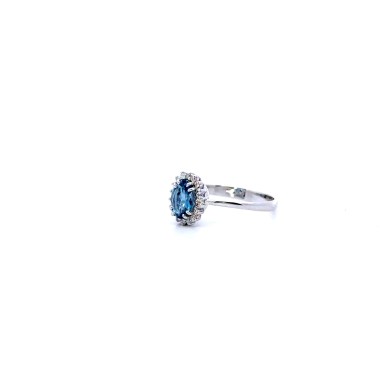 Anello con Acquamarina Naturale Ovale 0,63 ct e Diamanti Naturali 0,12 ct