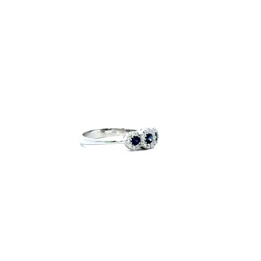 Anello Trilogy Zaffiri Naturali 0,25 ct e Diamanti