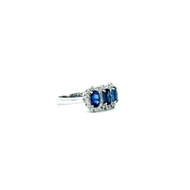 Anello Trilogy Zaffiri Naturali 1,70 ct e Diamanti | Cosentino