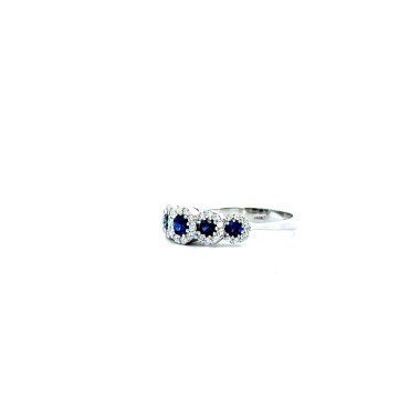 Anello Veretta Zaffiri Naturali e Diamanti 0,31 ct