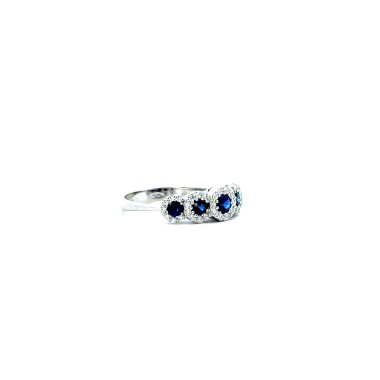 Anello Veretta Zaffiri Naturali e Diamanti 0,31 ct