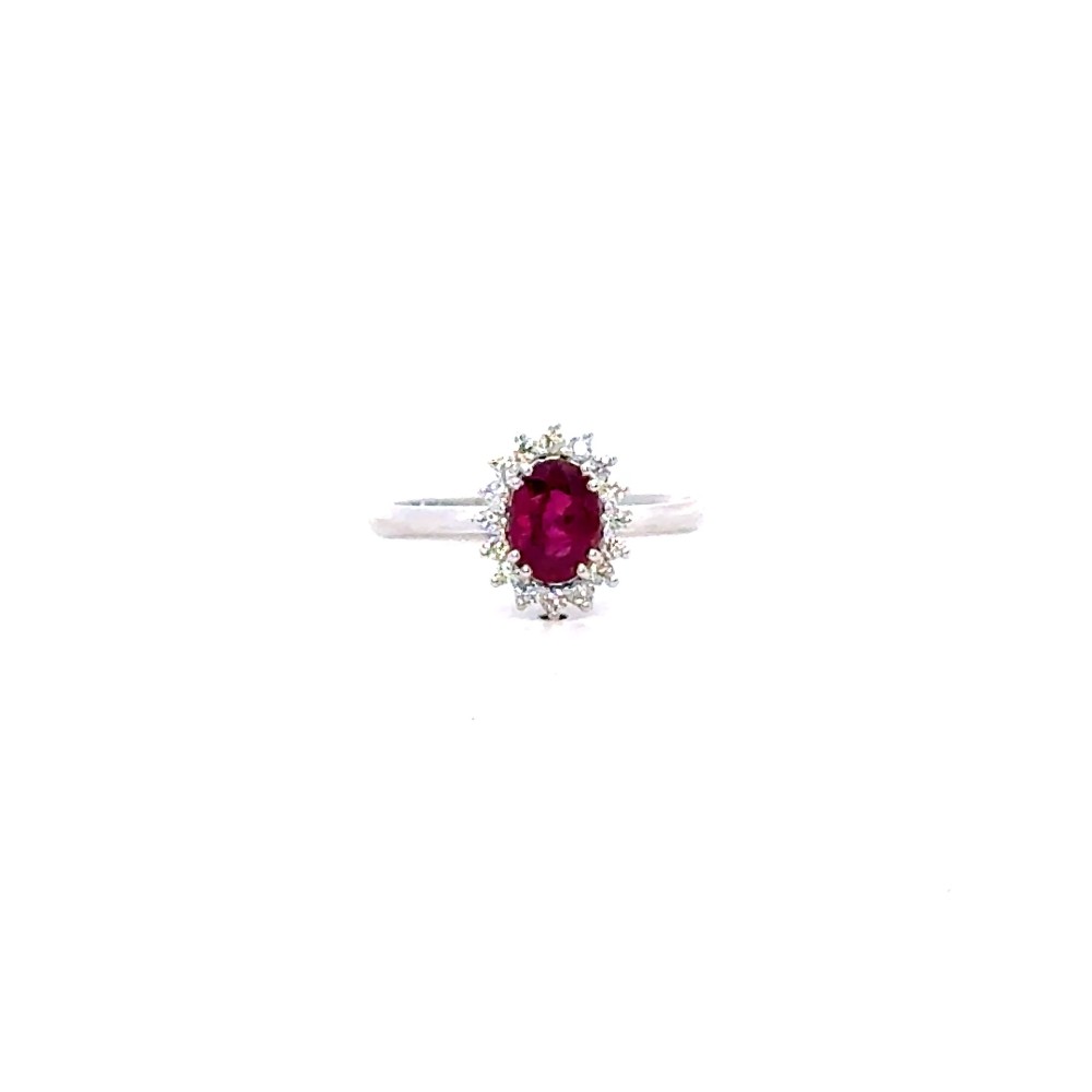 Anello con Rubino Naturale Ovale 0,90 ct e Diamanti Naturali