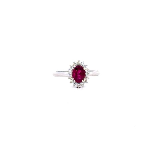Anello con Rubino Naturale Ovale 0,90 ct e Diamanti Naturali