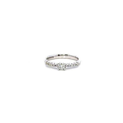 Anello Solitario con Diamante Naturale 0,18 ct e Diamanti Naturali 0,18 ct
