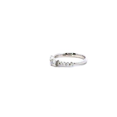 Anello Solitario con Diamante Naturale 0,18 ct e Diamanti Naturali 0,18 ct