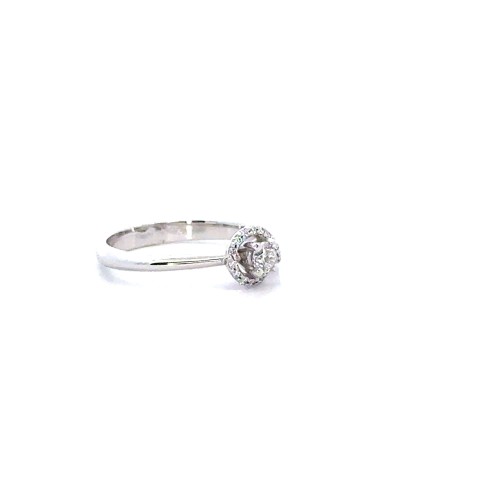 Anello con Diamante Naturale 0,19 ct e Diamanti Naturali 0,14 ct