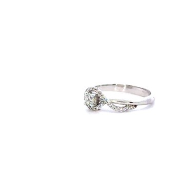 Anello con Diamante Naturale 0,19 ct e Diamanti Naturali 0,14 ct