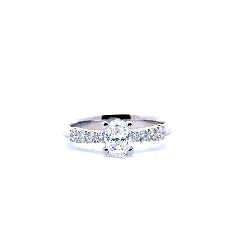 Anello Solitario con Diamante Naturale GIA 0,70 ct e Diamanti Naturali 0,28 ct
