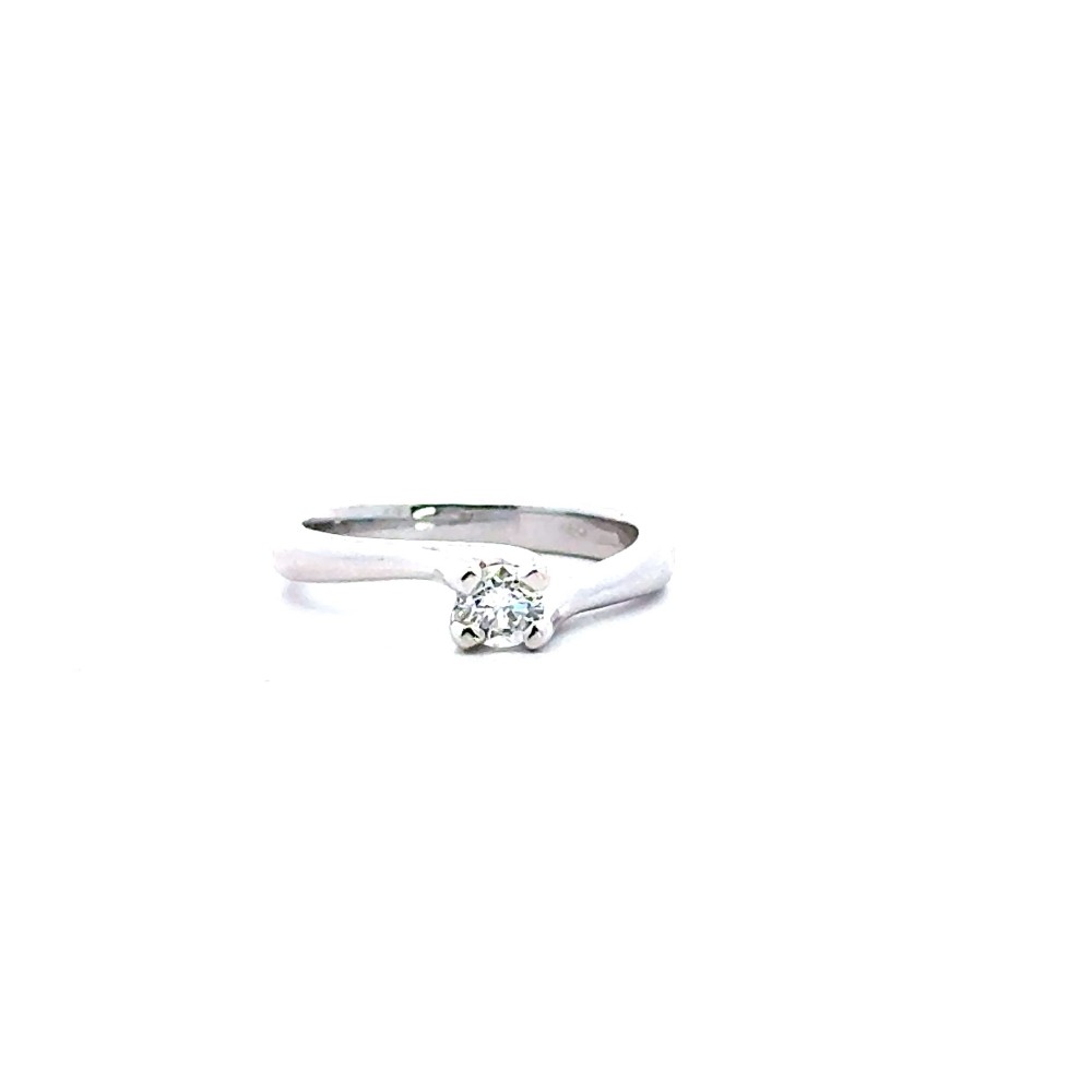 Anello Solitario con Diamante Naturale 0,29 ct in Oro Bianco 18 Carati