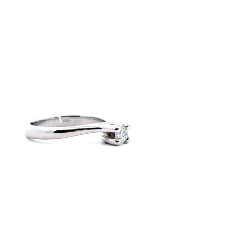 Anello Solitario con Diamante Naturale 0,29 ct in Oro Bianco 18 Carati
