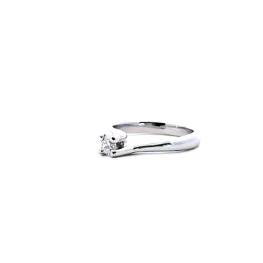 Anello Solitario con Diamante Naturale 0,29 ct in Oro Bianco 18 Carati