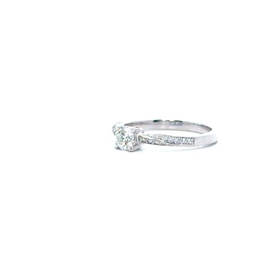Anello Solitario con Diamante Naturale IGI 0,42 ct e Diamanti Naturali 0,28 ct