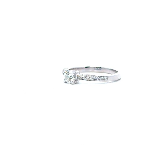 Anello Solitario con Diamante Naturale IGI 0,42 ct e Diamanti Naturali 0,28 ct