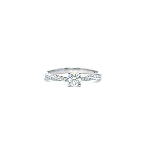 Anello Solitario con Diamante Naturale IGI 0,42 ct e Diamanti Naturali 0,28 ct