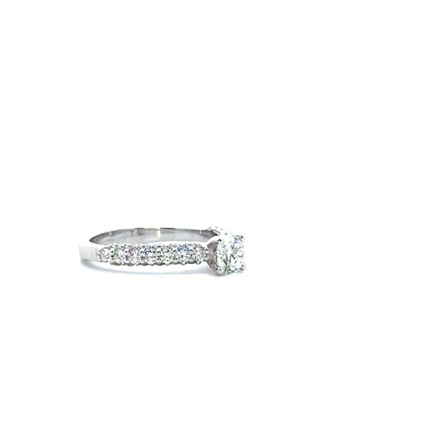 Anello Solitario con Diamante Naturale GIA 0,68 ct e Diamanti Naturali sul Gambo