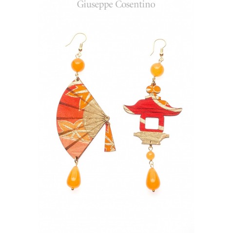 Lebole earring FUJIYAMA VENTAGLIO PICCOLO ARANCIO