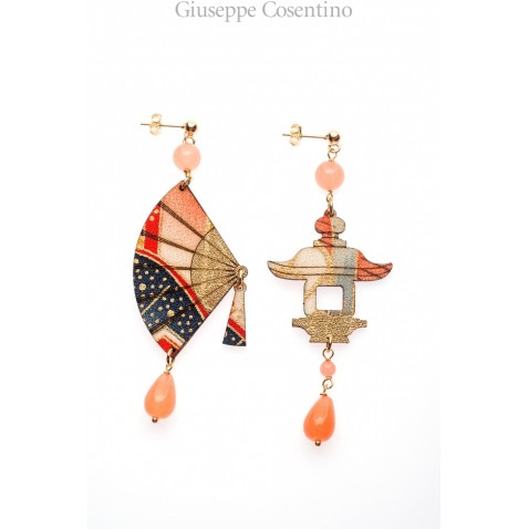 Lebole earring FUJIYAMA VENTAGLIO PICCOLO ARANCIO CHIARO