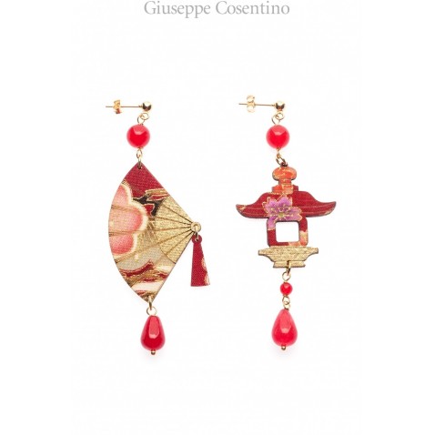 Lebole earring FUJIYAMA VENTAGLIO PICCOLO RUBINO