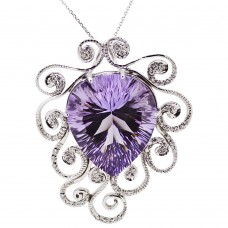 Pendant in white gold with amethyst and brillant