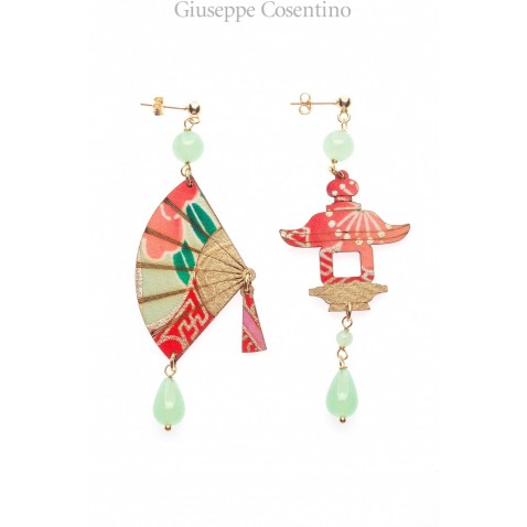 Lebole earring FUJIYAMA VENTAGLIO GRANDE VERDE ACQUA