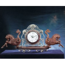 925 sliverand wood hand engraved desk clock
