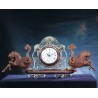 925 sliverand wood hand engraved desk clock