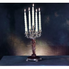 Candelabro in argento 925 e legno inciso a mano