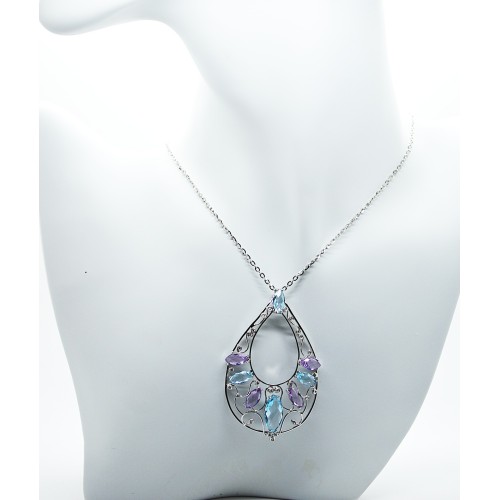gold pendant with amethyst, topaz and diamonds