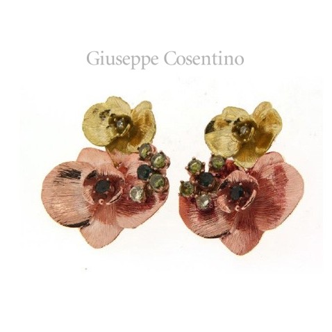 Maria Sole jewelry, earrings orchid gilded silver and pink, with zircons Maria Sole jewelry, earrings orchid gilded silver and pink, with zircons