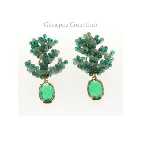 Maria Sole gioielli orecchini in argento 925 dorato con cristalli e quarzi idro verdi Maria Sole gioielli orecchini in argento 925 dorato con cristalli e quarzi idro verdi