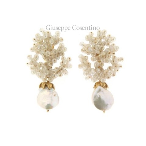 Maria Sole jewelry, earrings 925 silver gilt, with crystals, fresh water pearls