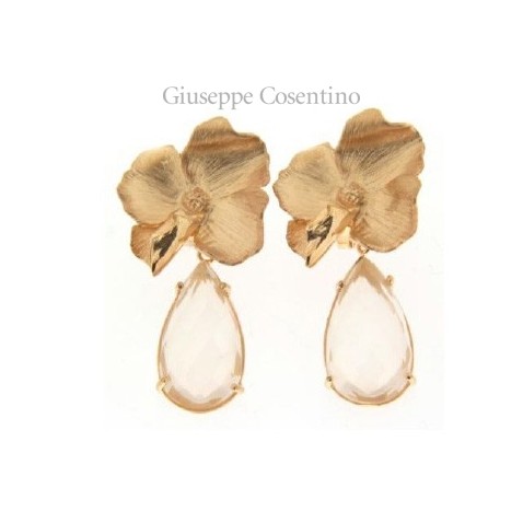 Maria Sole jewelry, silver earrings 925 golden drop of moonstone natural