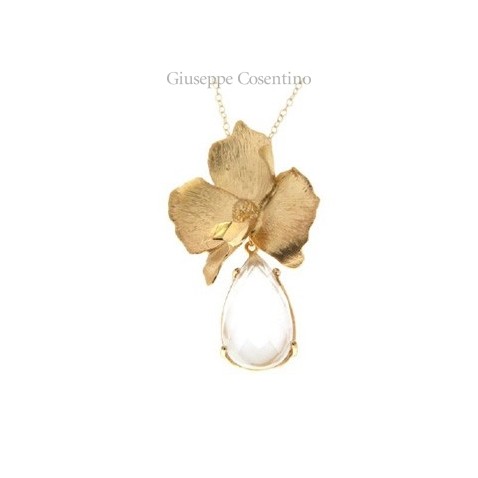Maria Sole gioielli pendente in argento 925 dorato con goccia di pietra di luna naturale Maria Sole gioielli pendente in argento 925 dorato con goccia di pietra di luna naturale