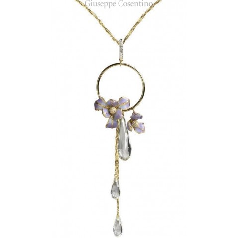 Misis Silver necklace with orchids CA07660
