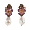 Ultima Edizione, earrings with flowers and baroque pearls