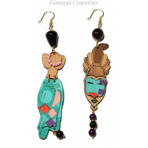 Lebole Africa earrings big violet Lebole Africa earrings big violet