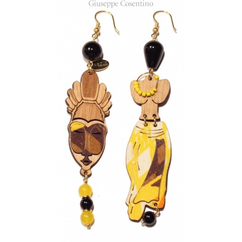 Lebole Orecchini Africa pagne grande giallo Lebole Orecchini Africa pagne grande giallo