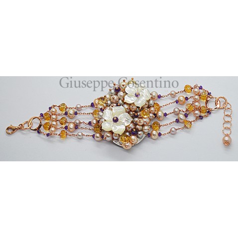 Silver bracelet with flowers Mother of Pearl Silver bracelet with flowers Mother of Pearl